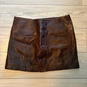 Vintage Abercrombie & Fitch Brown Mini Leather Skirt